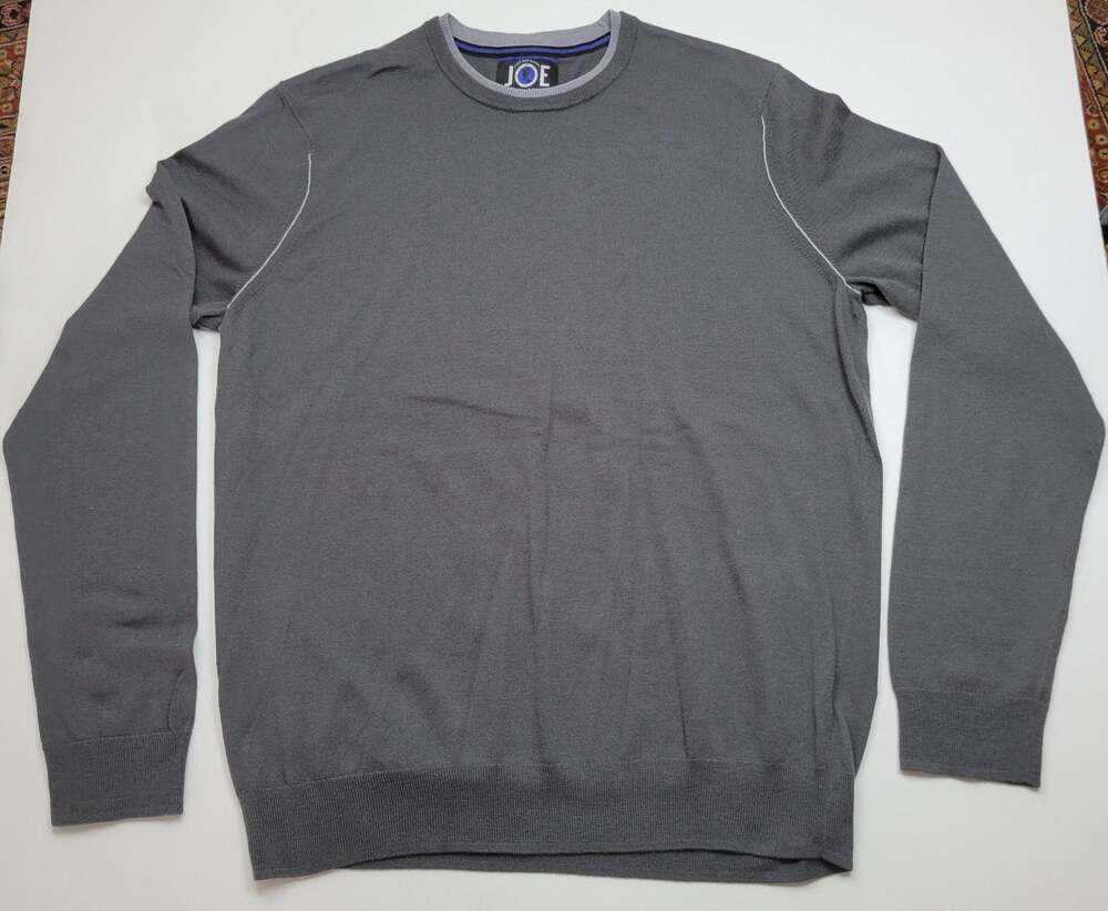 Joseph Abboud Merino Gray Wool Blend Crew Neck Slim fit Sweater Size Large